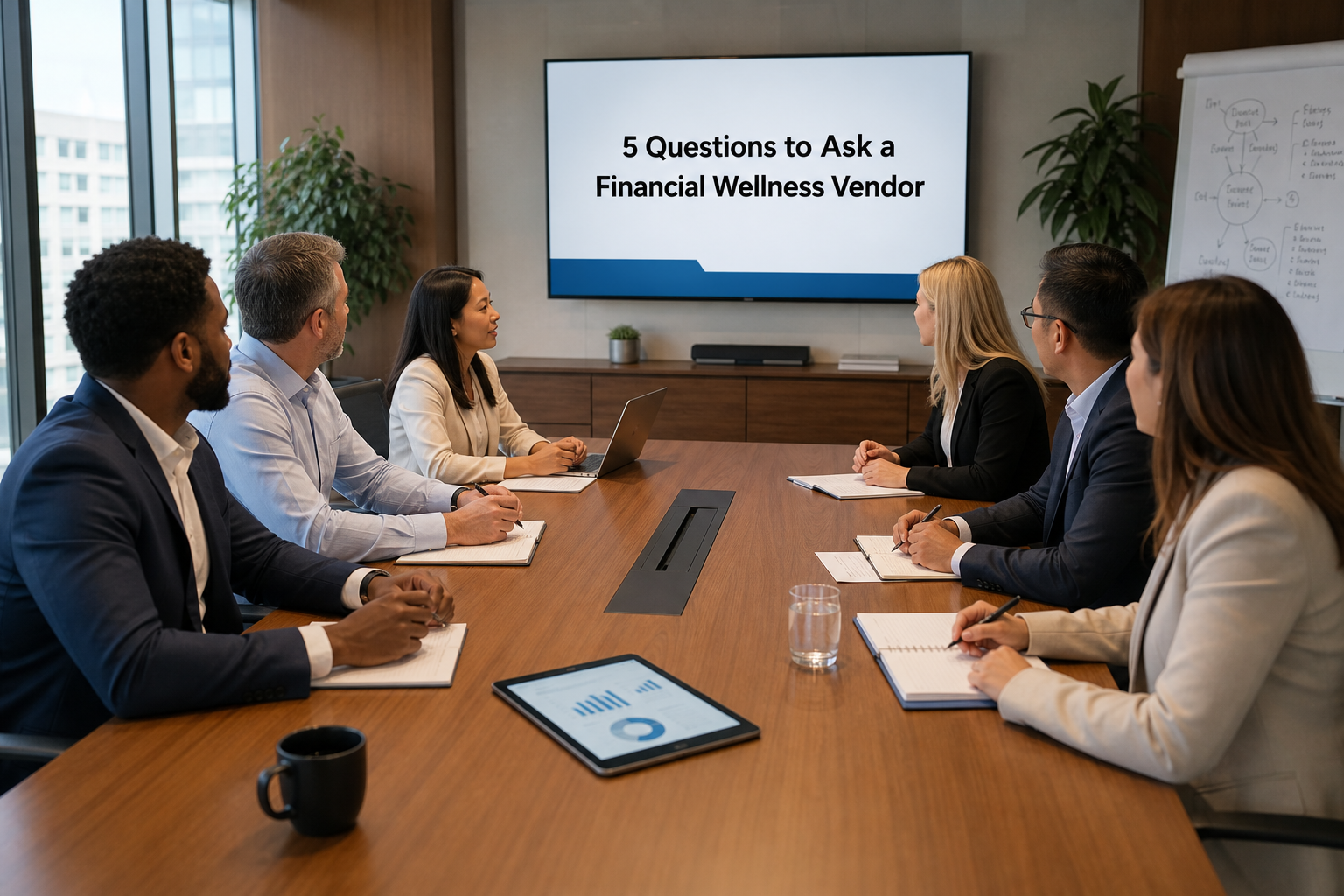 Modern Conference Room with Financial Wellness Discussion